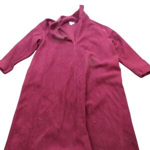 Comfort Corner Womens Plus 1X Burgundy Fleece Zip Front Long Robe‎ Housecoat USA